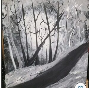 THE SILENT FOREST OIL PAINTING BLACK/ WHITE